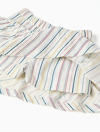 T-shirt + jupe-short en coton à rayures ethniques B&S