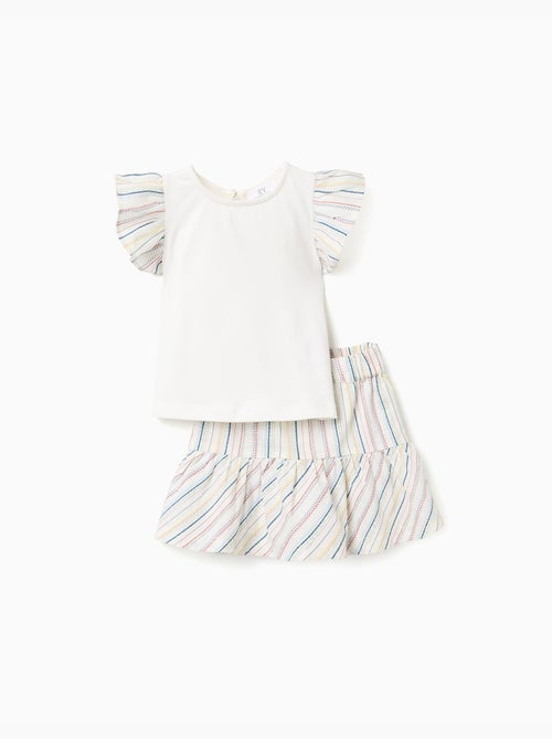 T-shirt + jupe-short en coton à rayures ethniques B&S - Kiabi