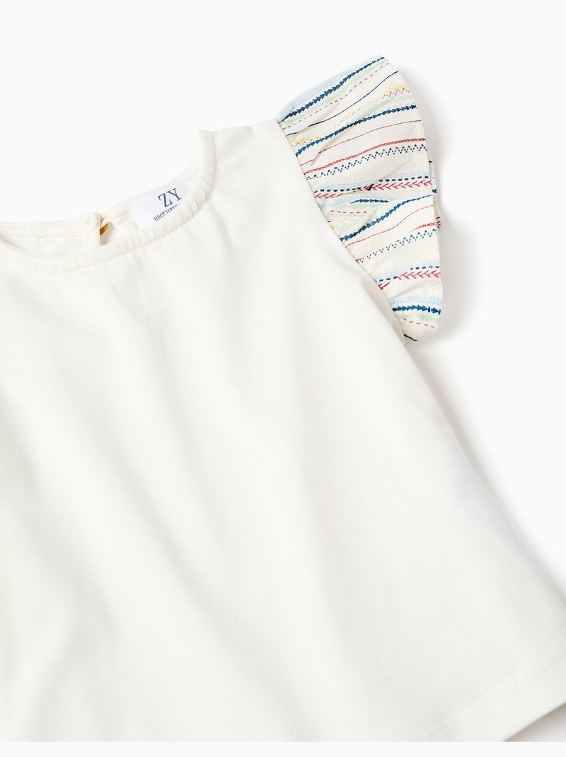 T-shirt + jupe-short en coton à rayures ethniques B&S Blanc - Kiabi