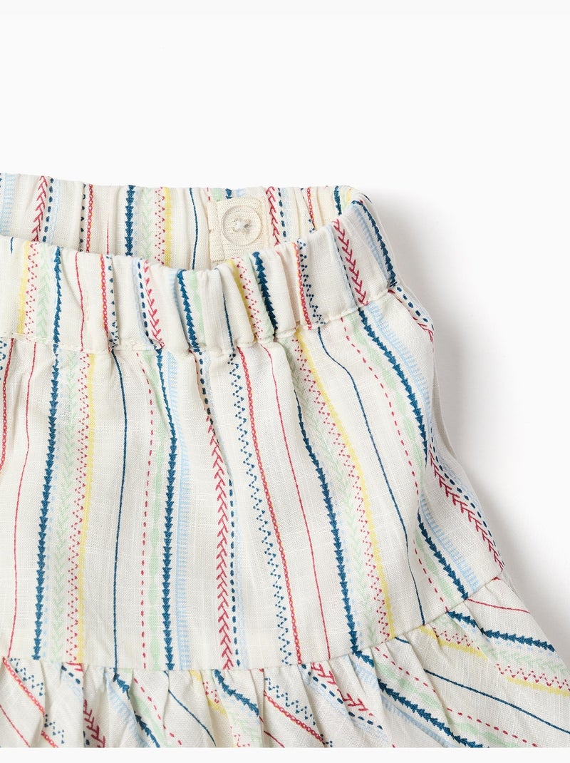 T-shirt + jupe-short en coton à rayures ethniques B&S Blanc - Kiabi