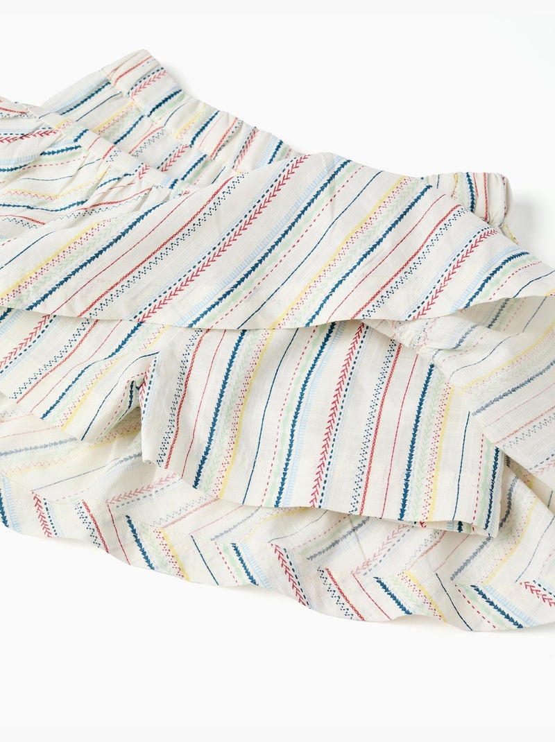 T-shirt + jupe-short en coton à rayures ethniques B&S Blanc - Kiabi