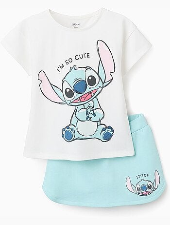 T-shirt + jupe-short en coton avec Stitch
