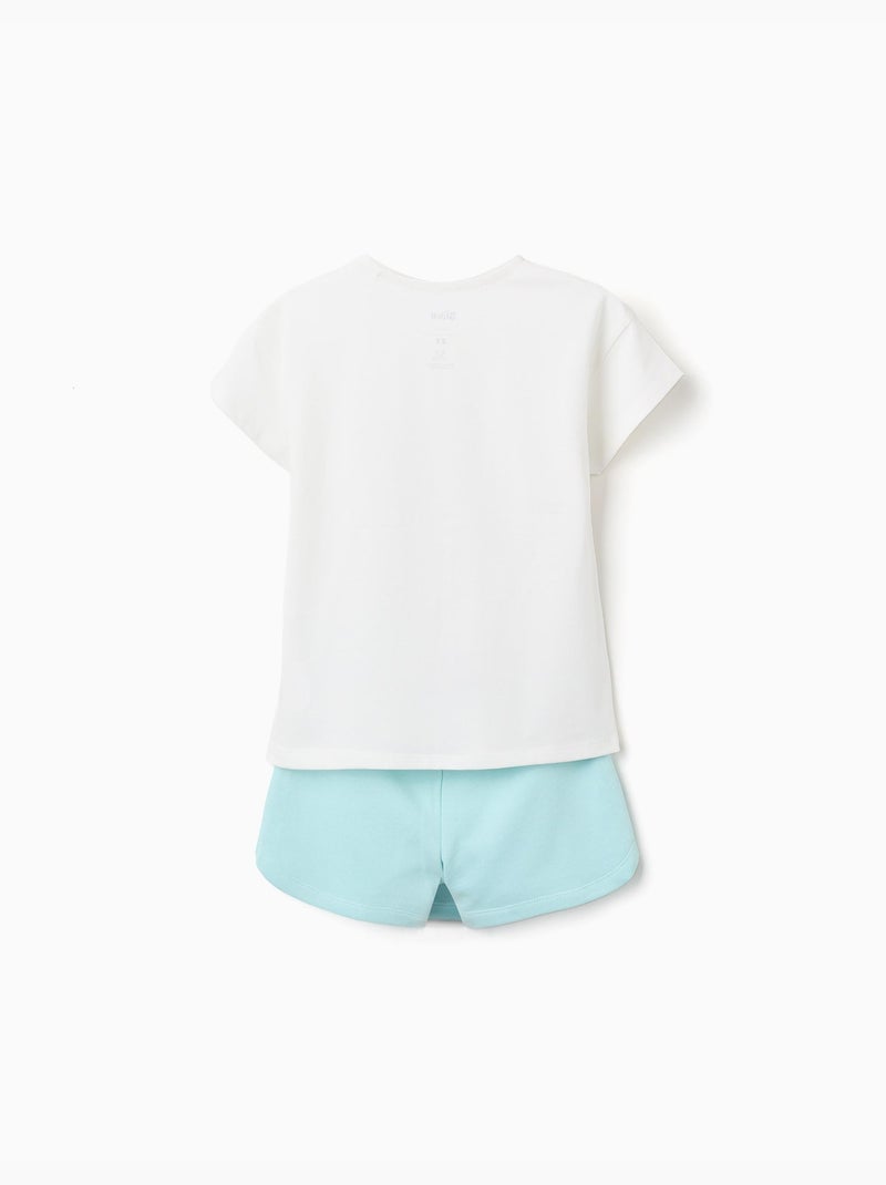 T-shirt + jupe-short en coton avec Stitch Bleu clair - Kiabi