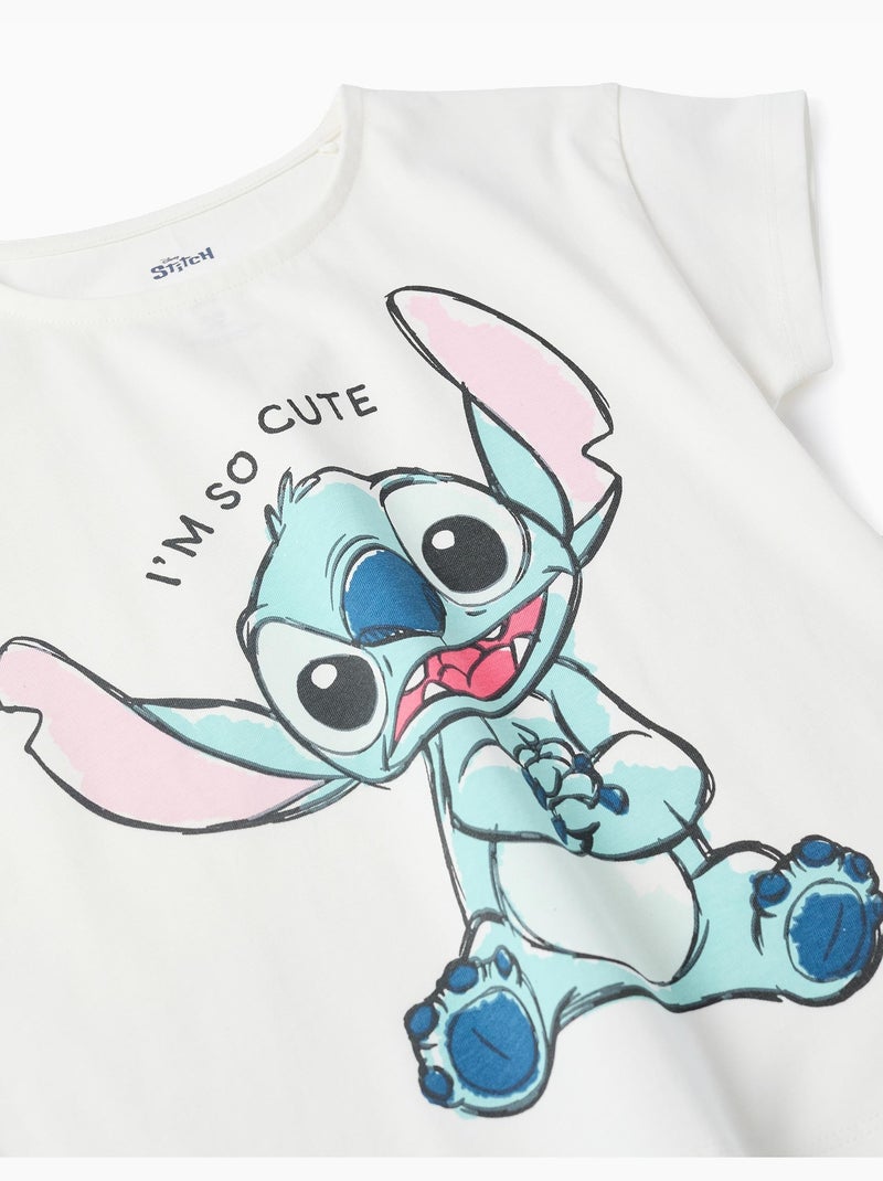 T-shirt + jupe-short en coton avec Stitch Bleu clair - Kiabi