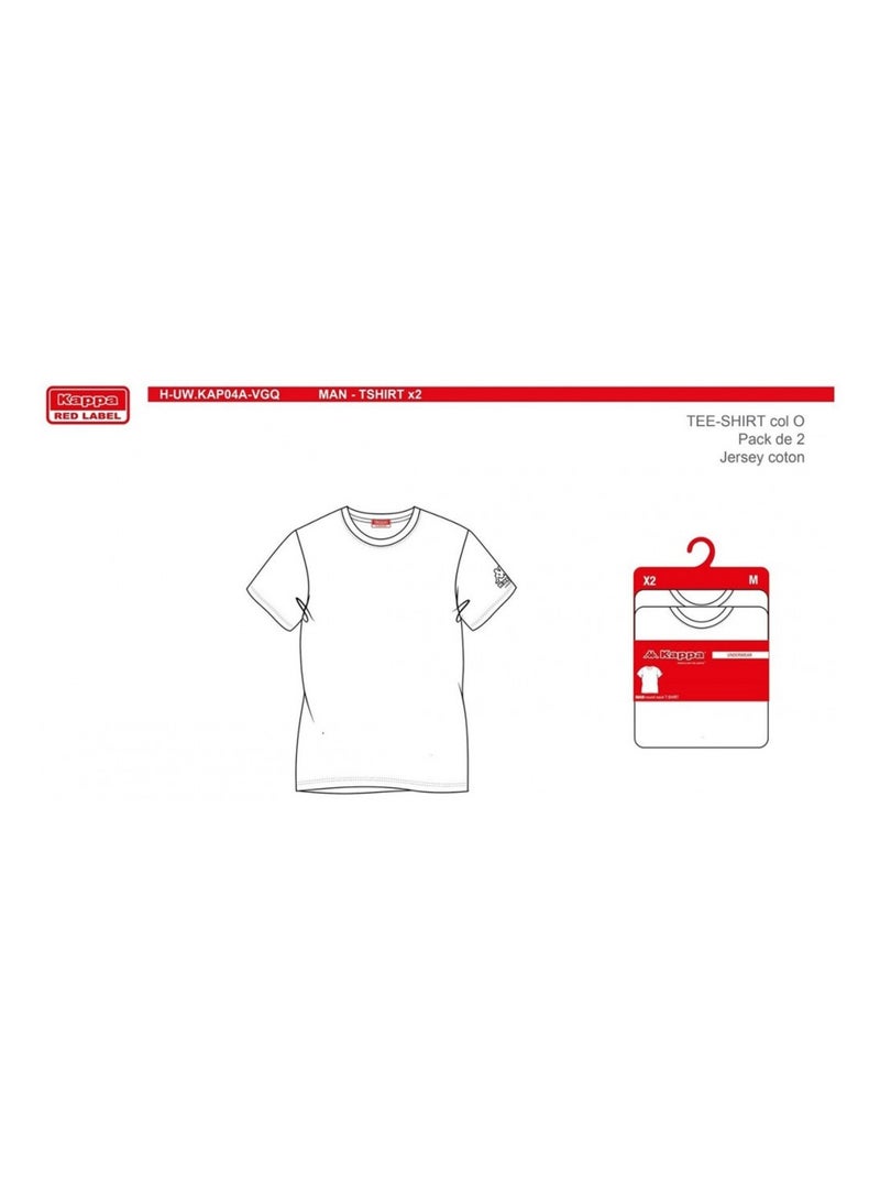 T Shirt KAPPA - Pack de 2 Blanc Blanc - Kiabi