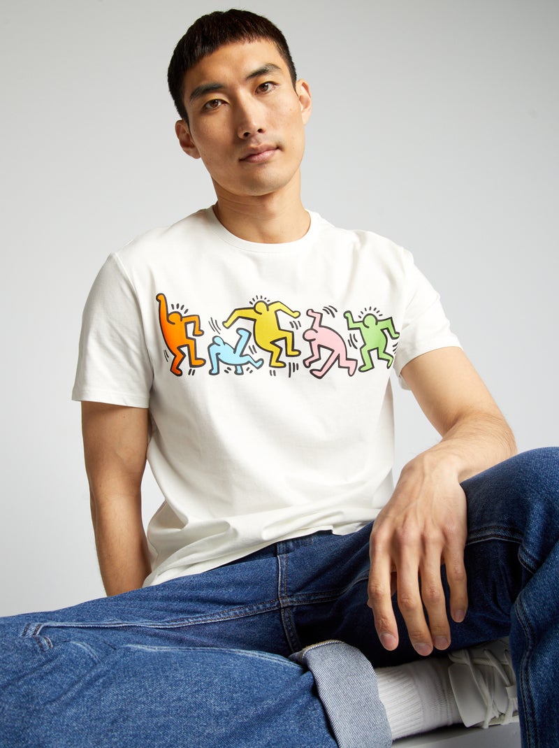 T-shirt 'Keith Haring' à col rond blanc - Kiabi