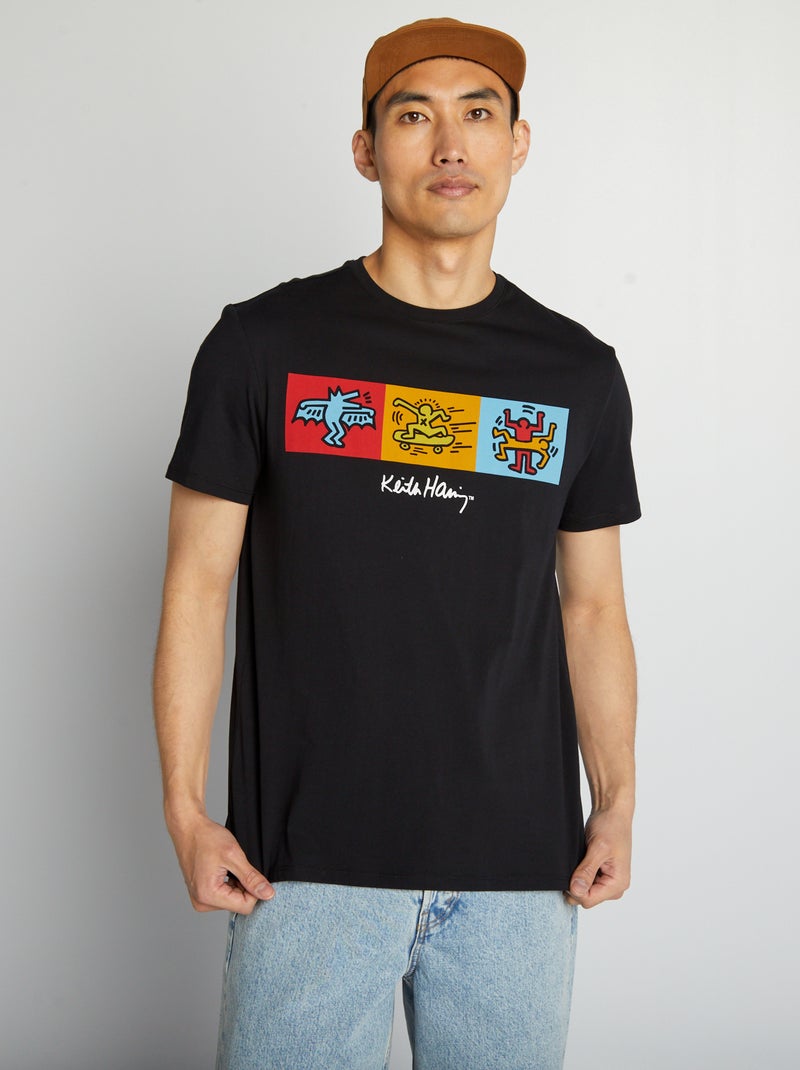 T-shirt 'Keith Haring' à col rond noir - Kiabi