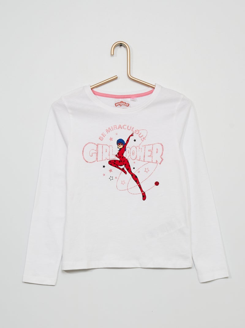 T-shirt 'Lady Bug' en jersey blanc - Kiabi