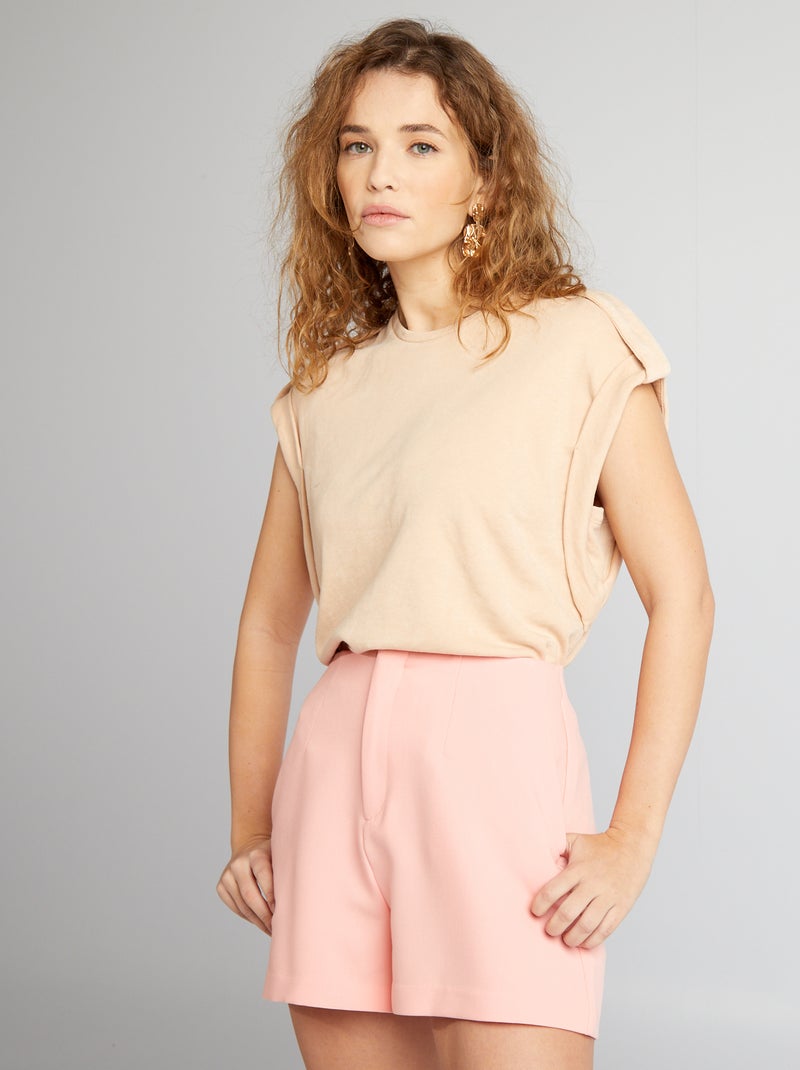 T-shirt large avec effet délavé Beige - Kiabi