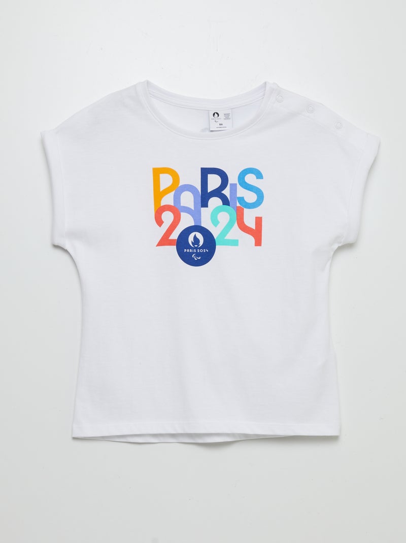 T-shirt large avec ouverture à pressions - Jeux Paralympiques Paris 2024 Blanc - Kiabi