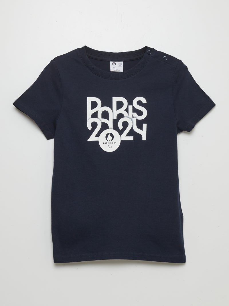 T-shirt large avec ouverture à pressions - Jeux Paralympiques Paris 2024 Bleu marine - Kiabi