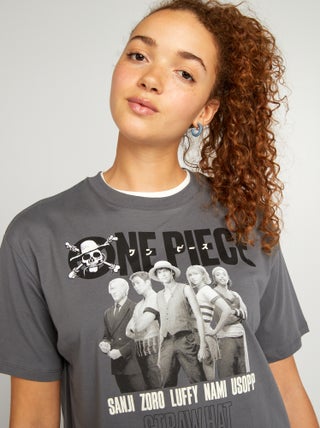 T-shirt large cropped 'One piece'