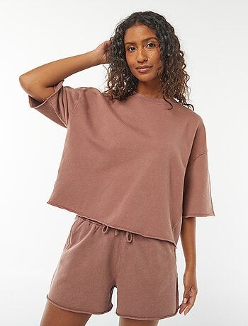 T-shirt large délavé à manches courtes