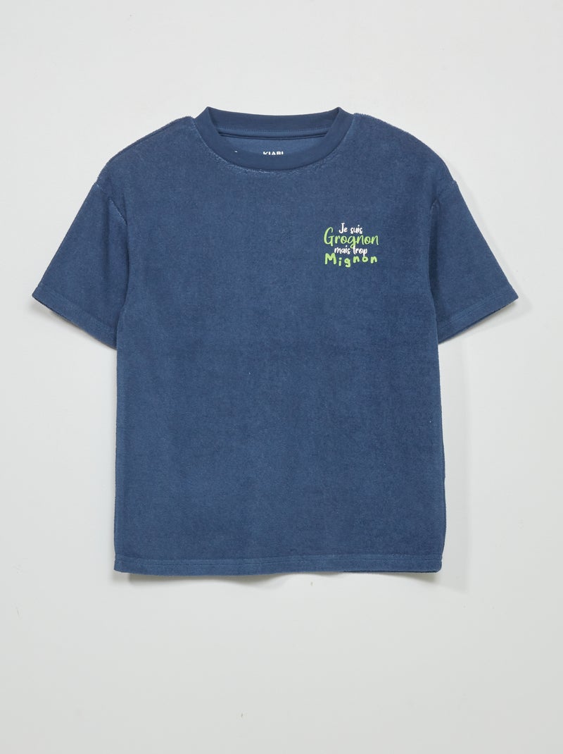 T-shirt large en éponge manches courtes Bleu - Kiabi