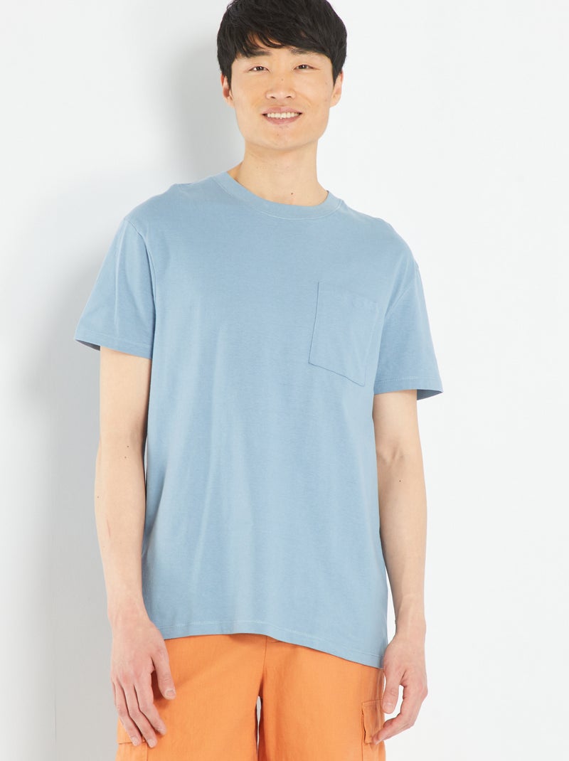 T-shirt large en jersey avec poche Bleu - Kiabi