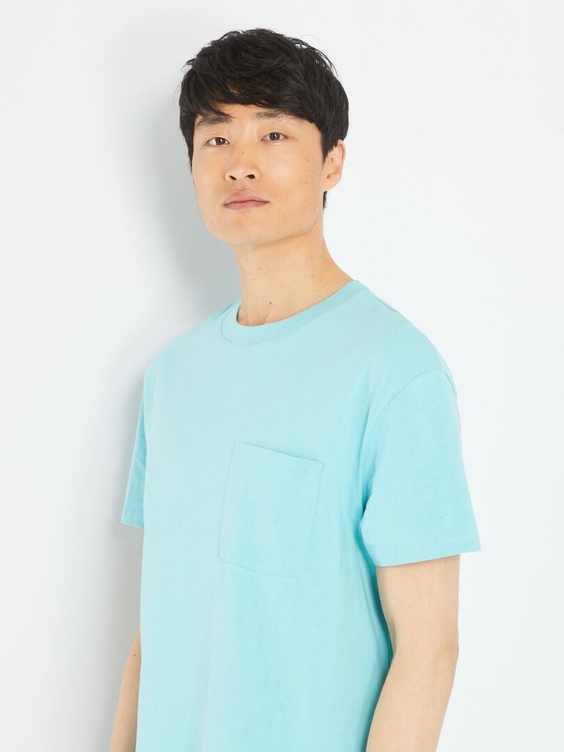 T-shirt large en jersey avec poche Bleu ciel - Kiabi