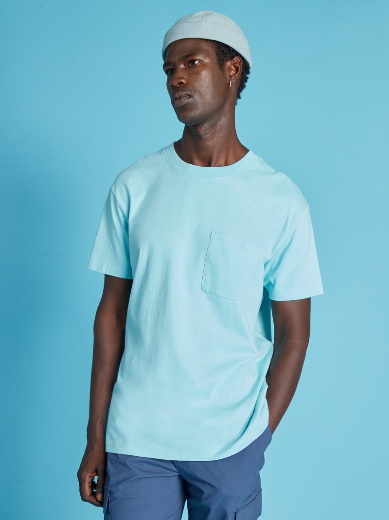 T-shirt large en jersey avec poche Bleu ciel - Kiabi