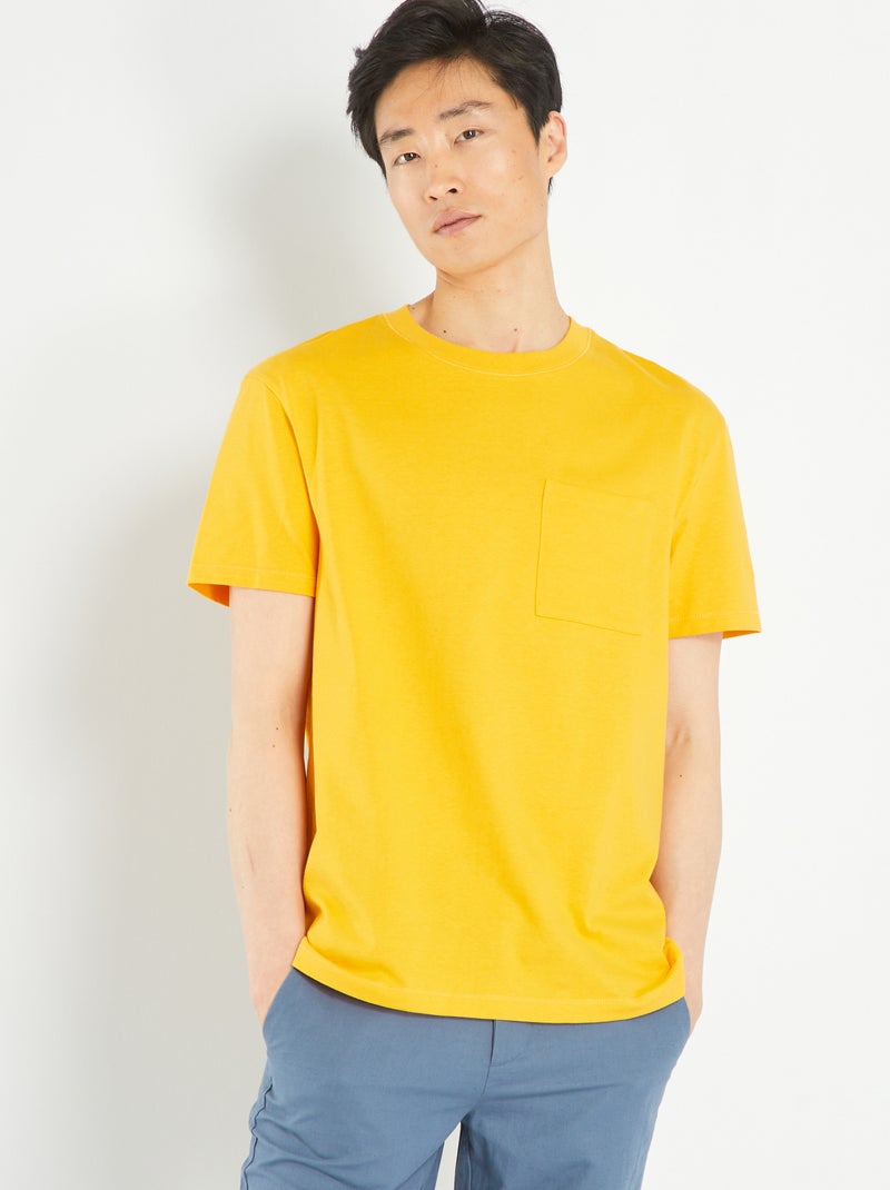T-shirt large en jersey avec poche Jaune - Kiabi