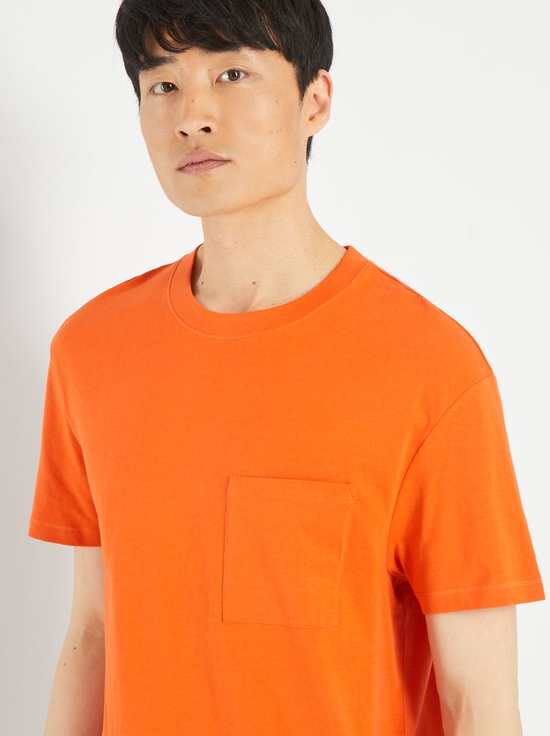 T-shirt large en jersey avec poche Orange - Kiabi