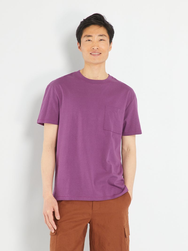 T-shirt large en jersey avec poche prune - Kiabi