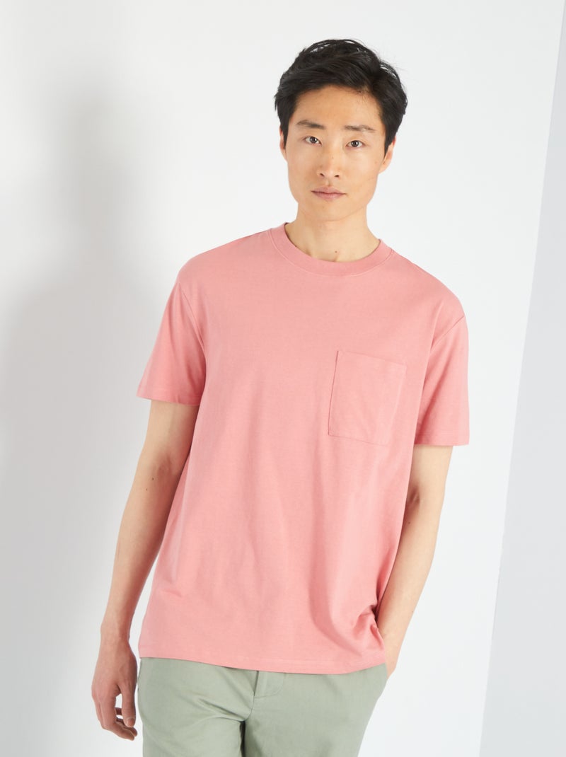 T-shirt large en jersey avec poche rose - Kiabi