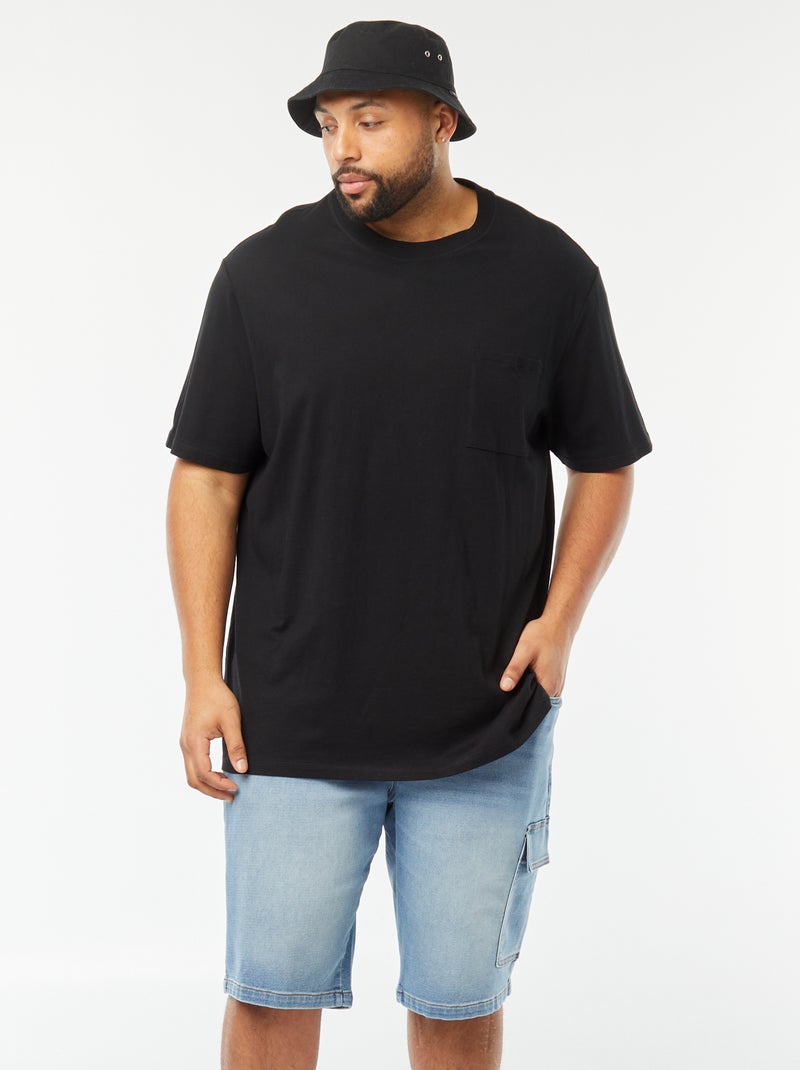 T-shirt large en jersey uni noir - Kiabi