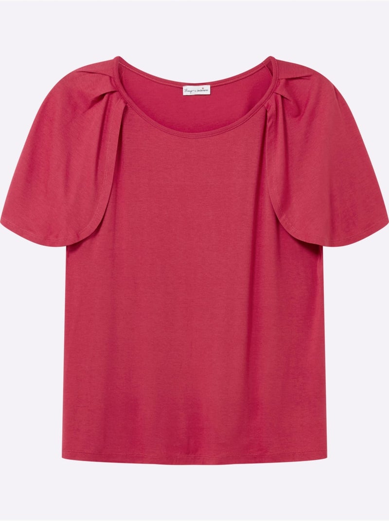 T-shirt Large Encolure Ronde - Taille Standard - Sheego Rouge - Kiabi