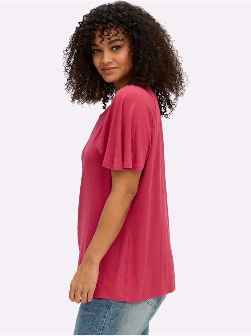 T-shirt Large Encolure Ronde - Taille Standard - Sheego Rouge - Kiabi