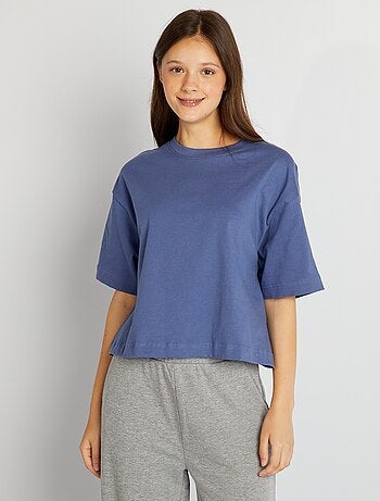 T-shirt côtelé à manches courtes - beige | be camaïeu