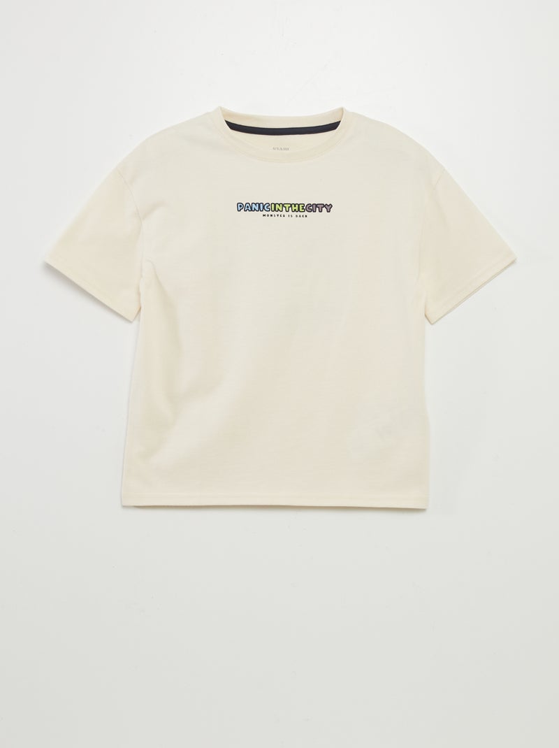 T-shirt large imprimé devant & dos Crème - Kiabi