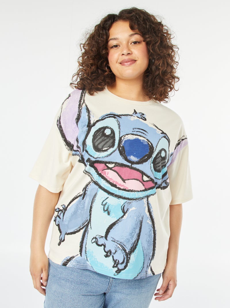 T-shirt large 'Stitch' BLANC - Kiabi