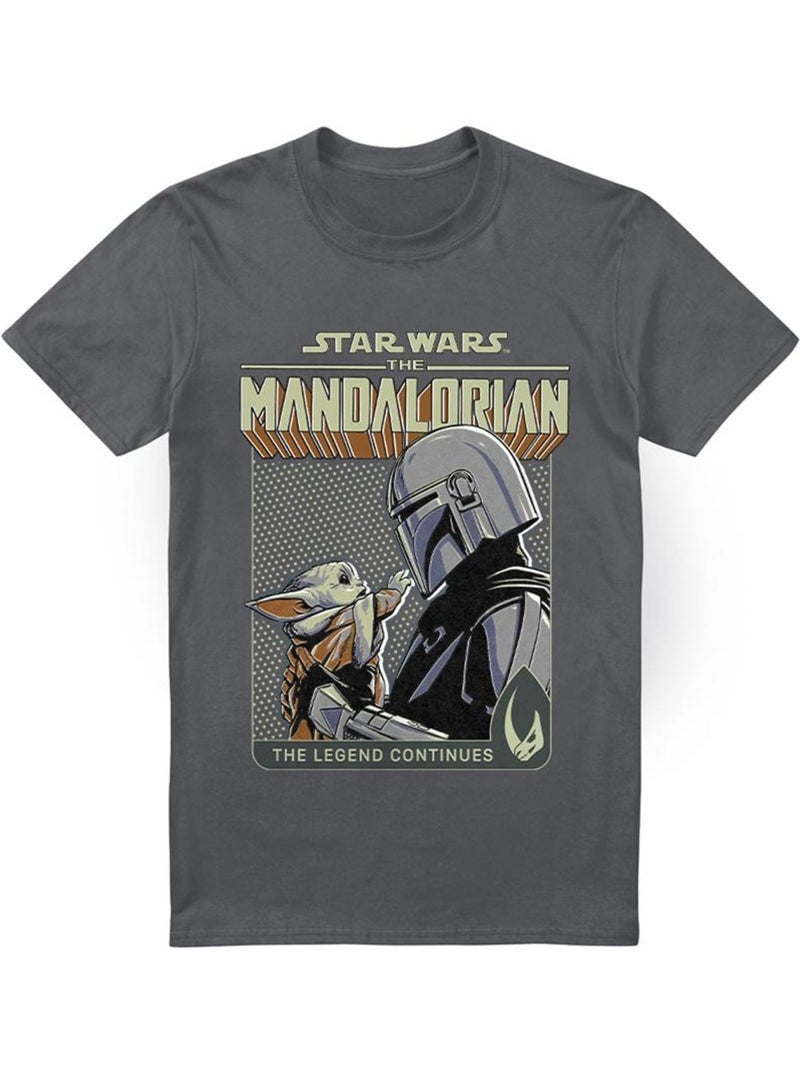 T-shirt legend continues - la guerre des étoiles: the mandalorian Gris Noir - Kiabi