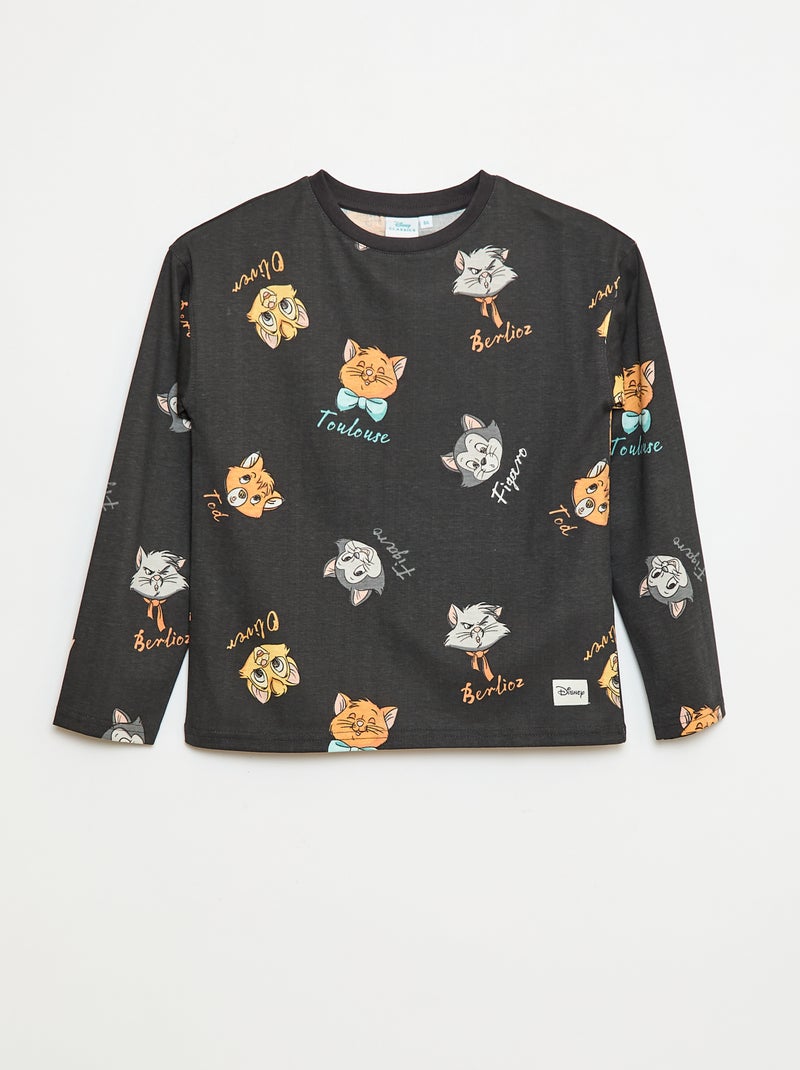 T-shirt 'Les Aristochats' 'Disney'  à manches longues Noir - Kiabi