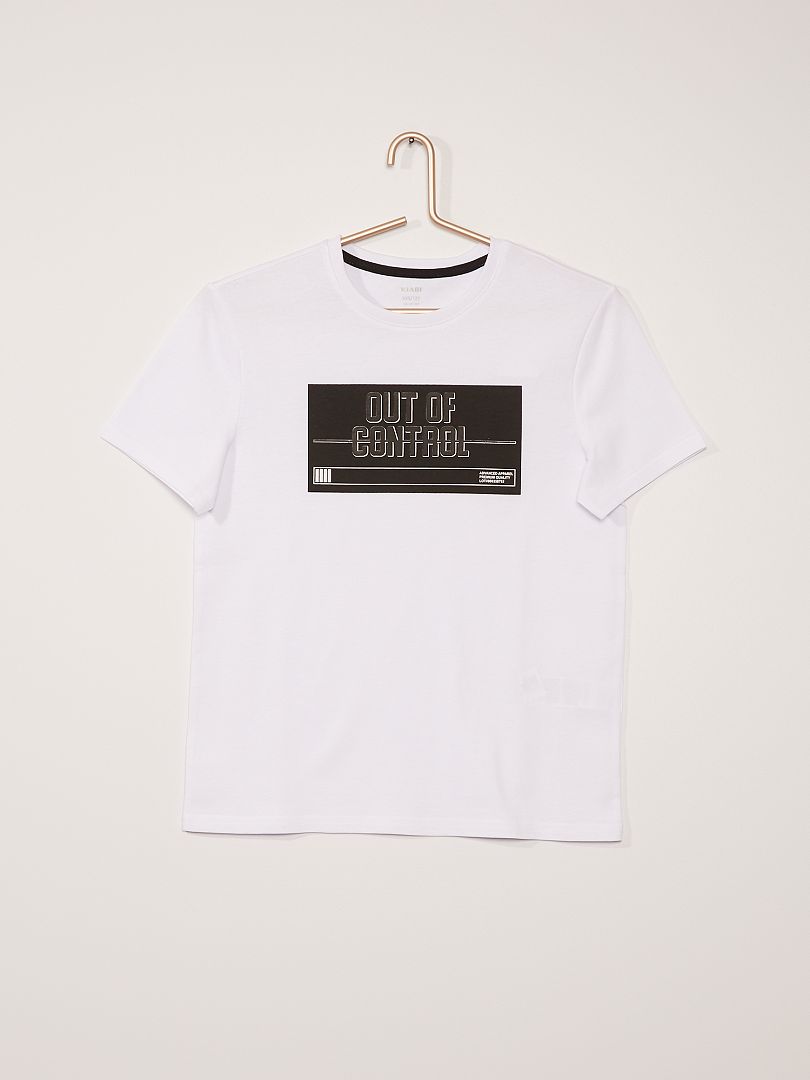 T-shirt lettrage relief blanc - Kiabi