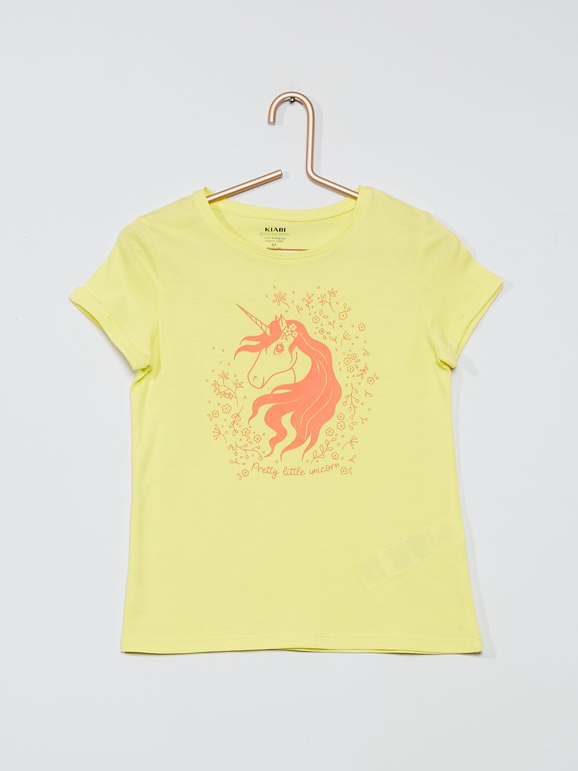 T-shirt  'licorne' jaune/licorne - Kiabi