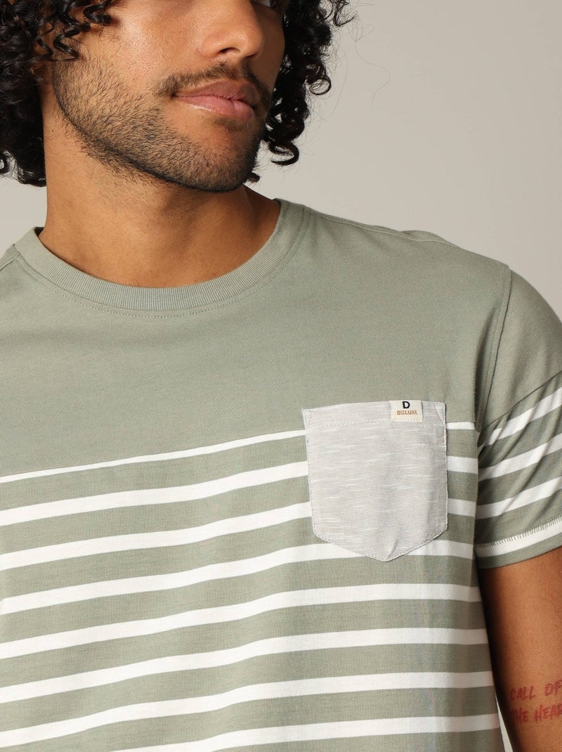 T-shirt lifesyle en coton 'Deeluxe' Vert kaki clair - Kiabi