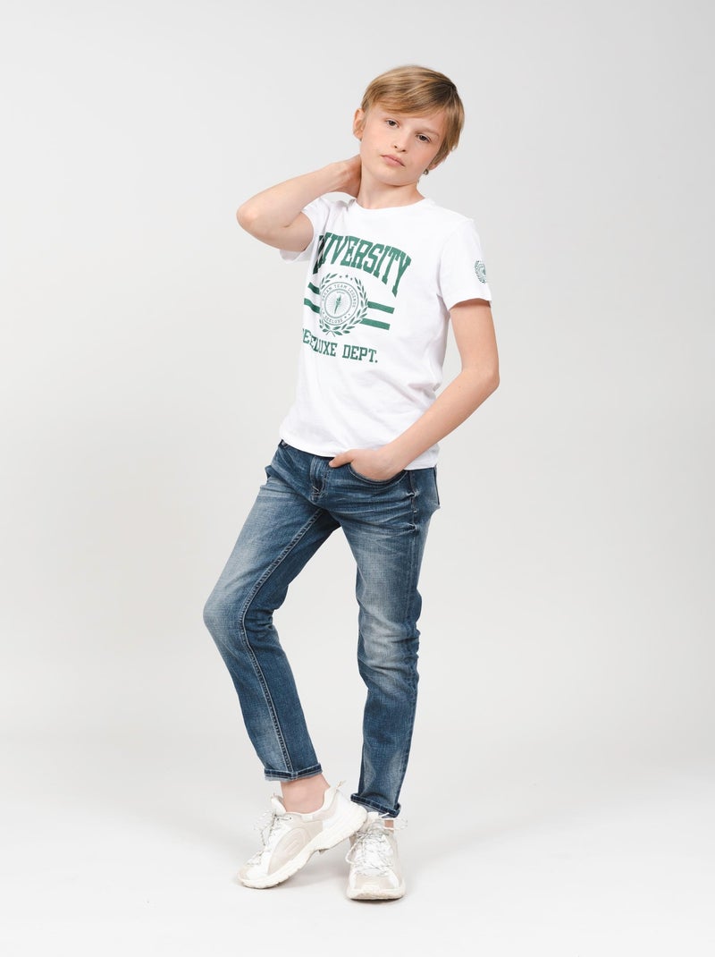 T-shirt logo manches courtes 'Deeluxe' Blanc - Kiabi