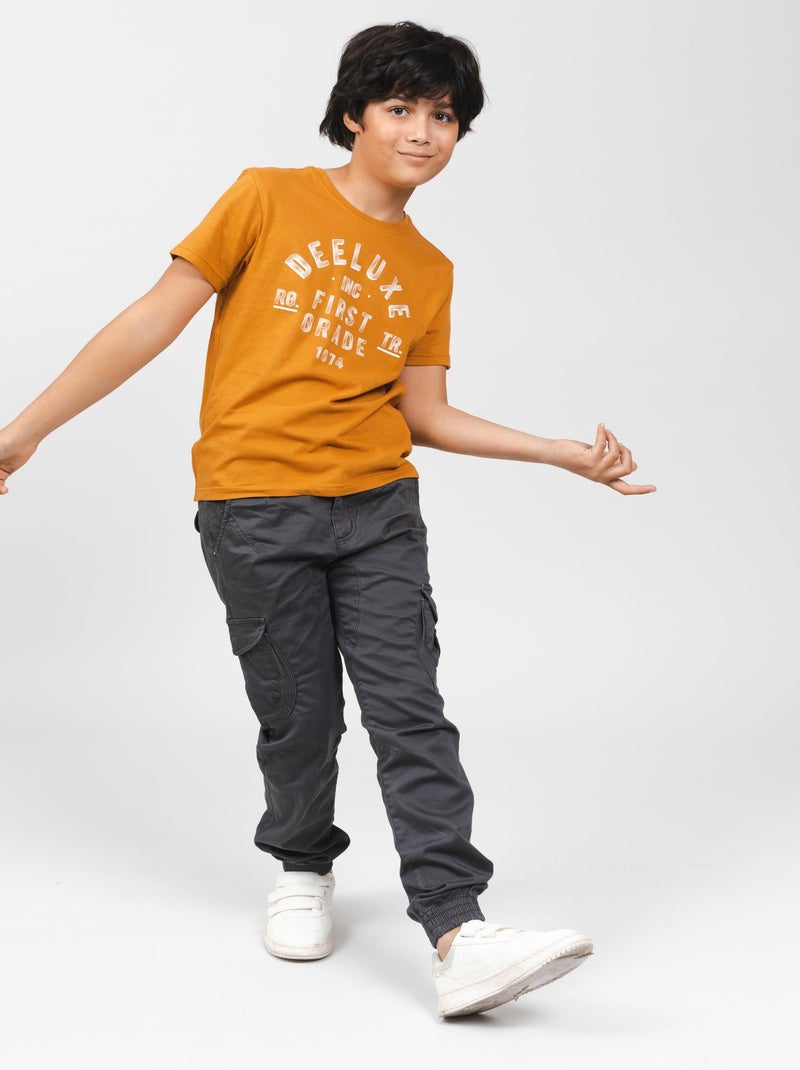 T-shirt logo manches courtes 'Deeluxe' Moutarde - Kiabi