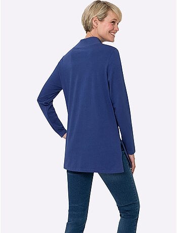 T-shirt long à col montant avec manches longues et fentes latérales - taille standard - moda vilona