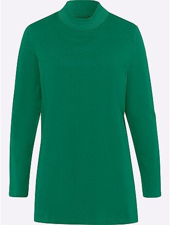 T-shirt long avec col montant et manches longues à fentes latérales - taille standard - moda vilona