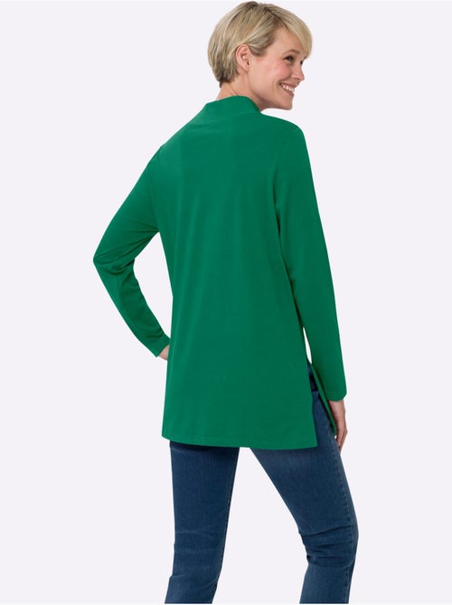 T-shirt long à col montant et manches longues avec fentes latérales - taille standard - moda vilona - Kiabi