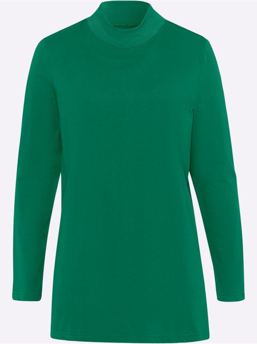 T-shirt long à col montant et manches longues avec fentes latérales - taille standard - moda vilona - Kiabi