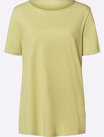 T-shirt long à col rond et manches courtes avec fentes latérales - Taille standard - Moda Vilona