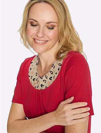 T-shirt Long Imprimé Animal - Taille Standard - Moda Vilona