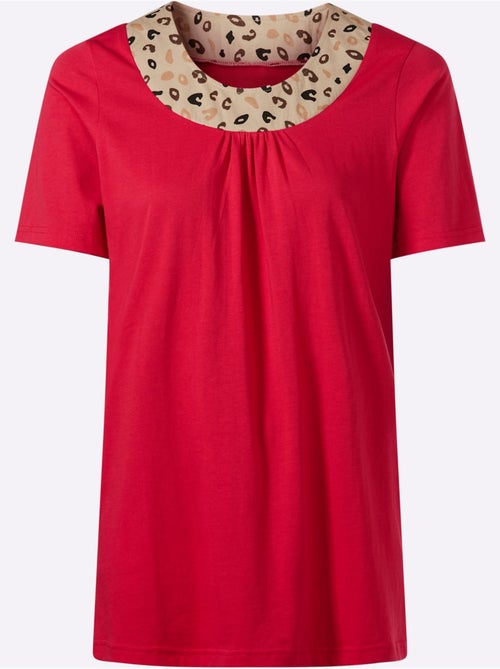 T-shirt long à col rond avec motif léopard et fronces raffinées - Taille standard - Moda Vilona - Kiabi T-shirt long à col rond avec motif léopard et fronces raffinées - Taille standard - Moda Vilona - Kiabi