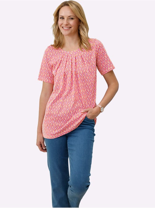 T-shirt long à col rond avec plis et manches courtes - Taille standard - Moda Vilona - Kiabi T-shirt long à col rond avec plis et manches courtes - Taille standard - Moda Vilona - Kiabi