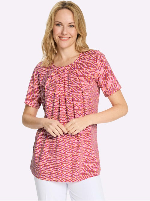 T-shirt long à col rond avec plis et manches courtes - Taille standard - Moda Vilona - Kiabi T-shirt long à col rond avec plis et manches courtes - Taille standard - Moda Vilona - Kiabi