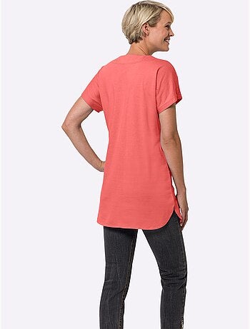T-shirt long à col rond avec poches et fentes latérales - Taille standard - Moda Vilona