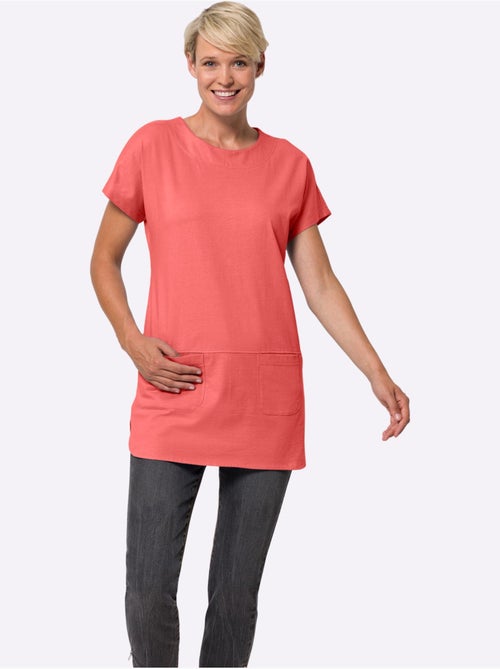 T-shirt long à col rond avec poches et fentes latérales - Taille standard - Moda Vilona - Kiabi