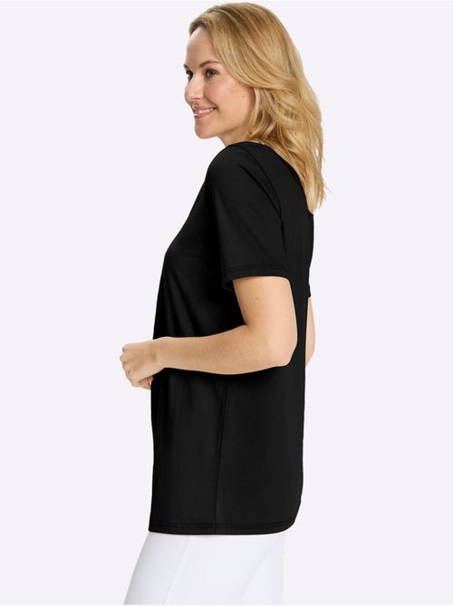 T-shirt long à encolure ornée et motif léopard - Taille standard - Moda Vilona - Kiabi